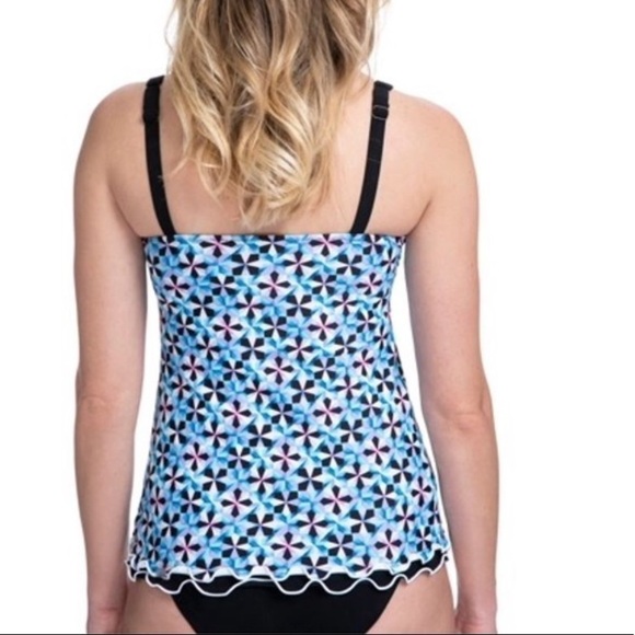 NWT Profile by Gottex Printed Lettuce Ruffle Sweetheart Tankini Swim Top - Picture 5 of 6